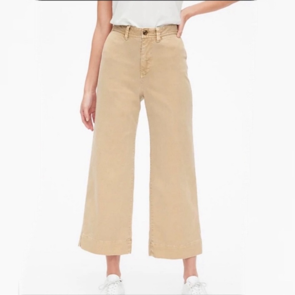 GAP High Waist Wide Leg Crop Chinos / Khakis sz 2